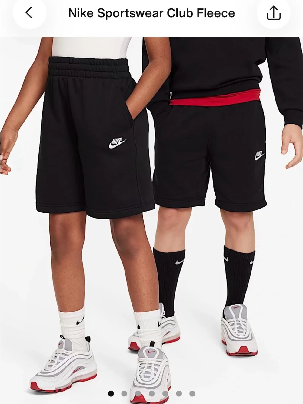 Nike Black Kids Fleece Shorts with White Swoosh